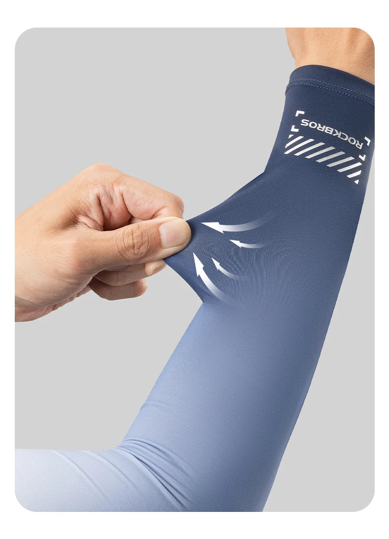 ROCKBROS Arm Sleeves Ice Fabric Breathable Quick Dry Running Sun UV Protection Outdoor Running Fishing Men Women Summer Sleeves