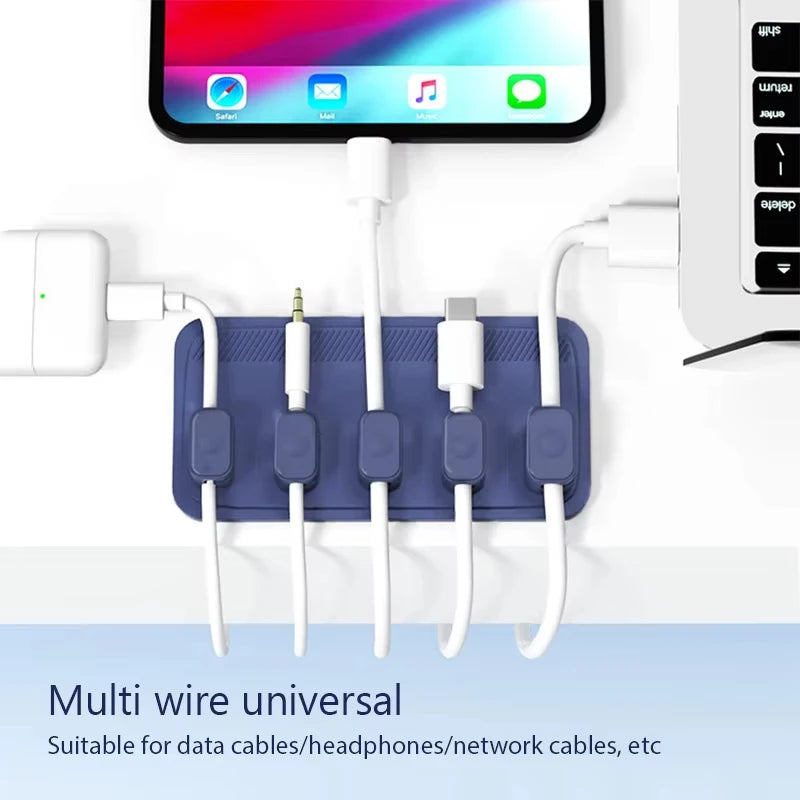 Silicone Magnetic Mouse Wire Organizer Desktop Cable Clips Protector Cord Plug Self-Adhesive DIY Fixed USB Charging Line Holder