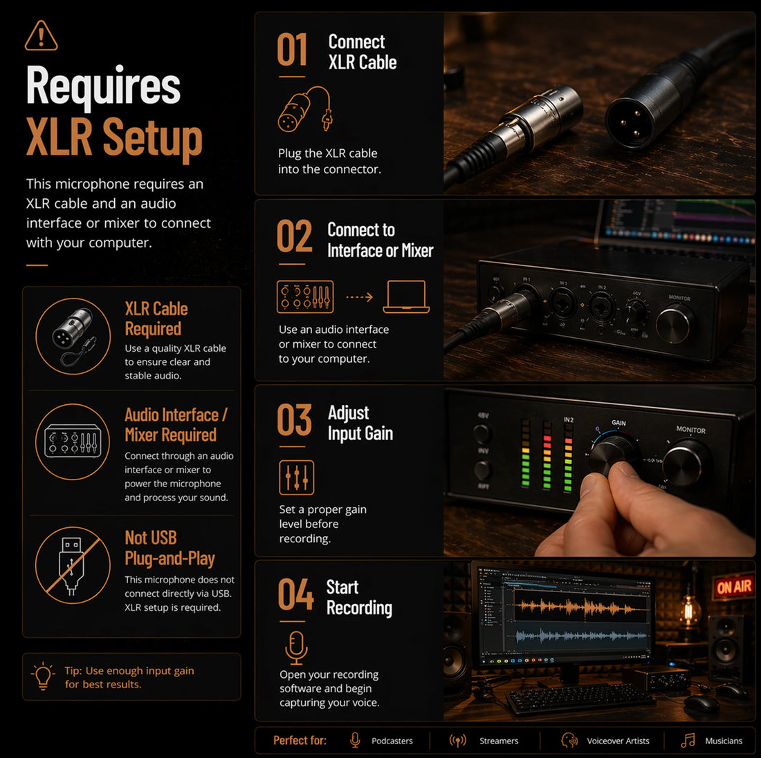 SM7X Professional XLR Dynamic Microphone for Podcast Streaming Vocal Recording Voiceover and Home Studio