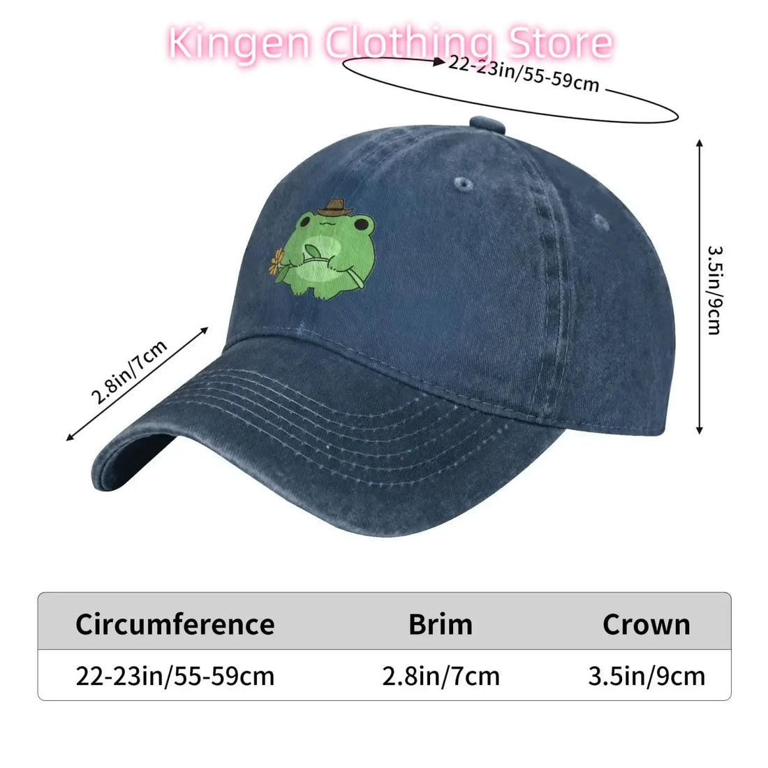 Cute Frog Flower Adjustable Washed Denim Cotton Low Profile Man Dad Trucker Hat Fitted Baseball Ball Cap for Men Unisex Headwear