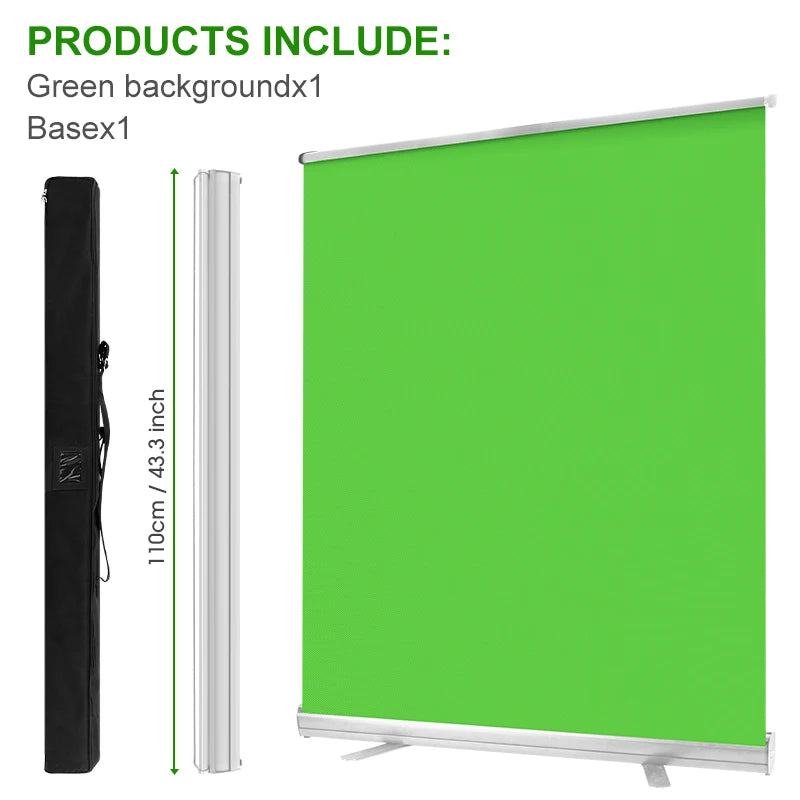 110x200cm Backdrop Chroma Key Silver Base Wrinkle-Resistant Fabric Background Removal Green Screen With Carry Bag For Instagram