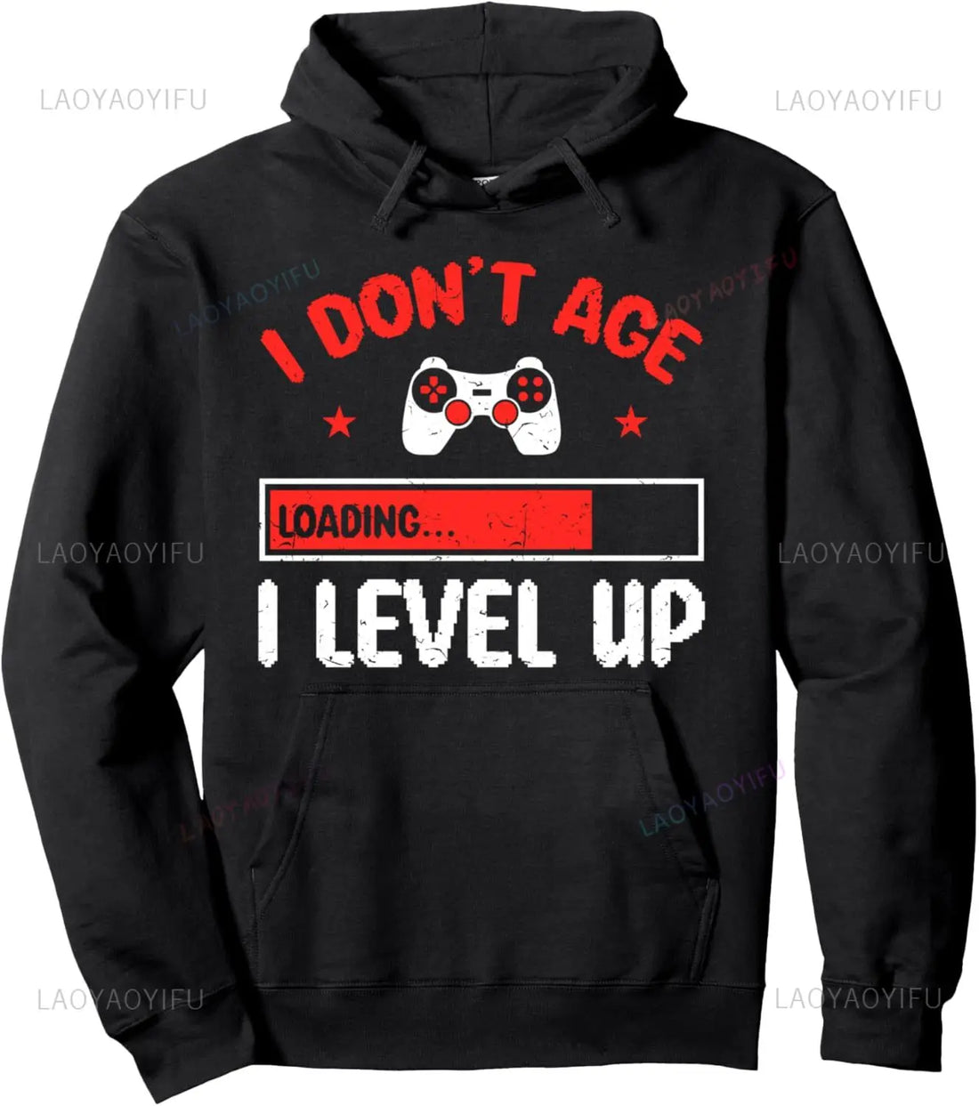 Video Gaming Quote Gamers Don'T Age They Level Up Pullover Hoodie Custom Printed Graphic Hoodie Kawaii Clothes Funny Tops
