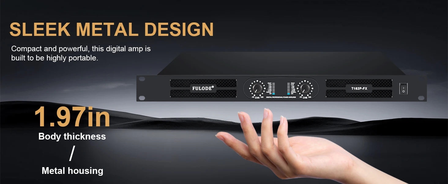 FULUODE T162P-FX Professional dual-channel power amplifier 1U 2 x 1500W 4-ohm audio amplifier with XLR stereo bridged, parallel