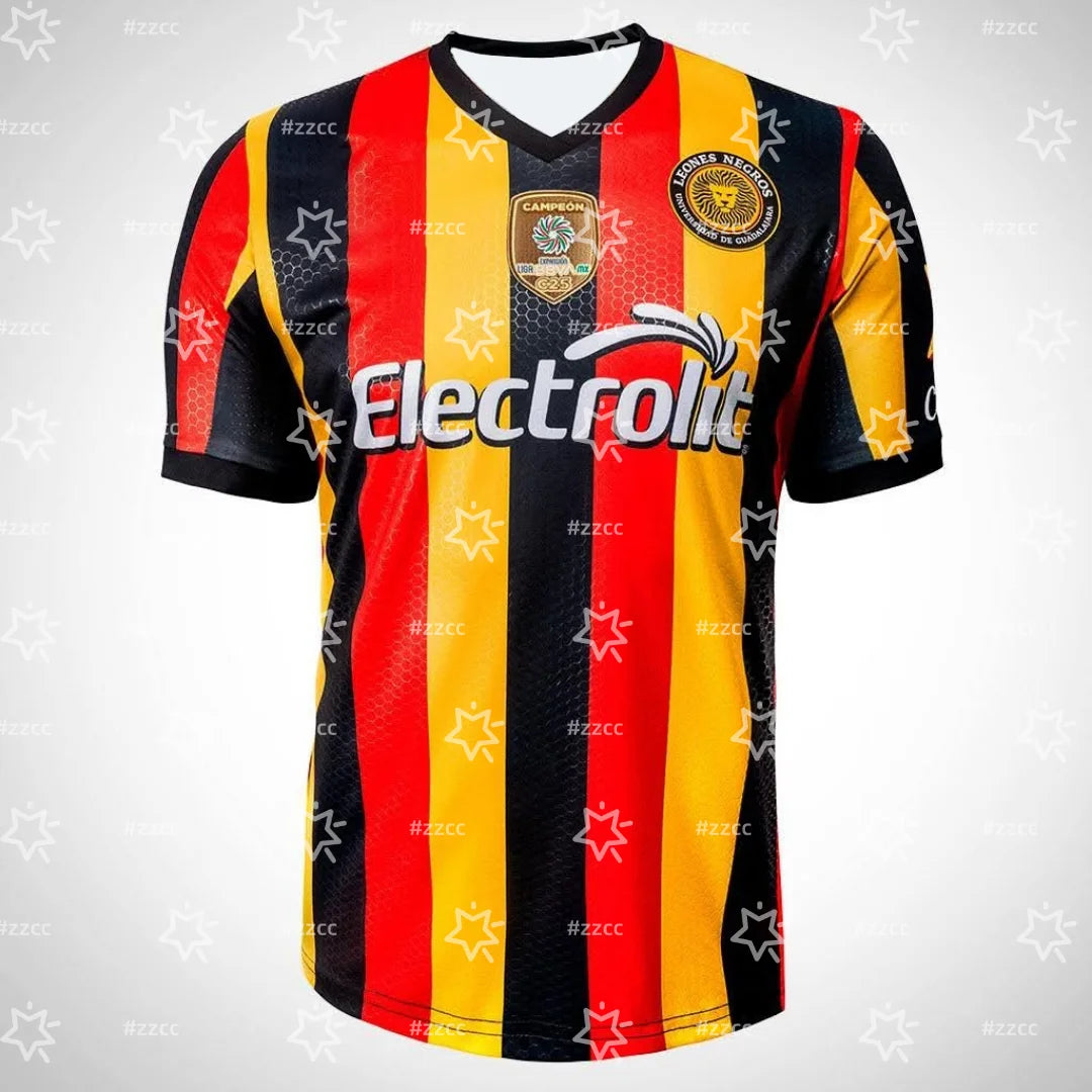 25-26 Leones Negros football jersey Training set Mexico jersey Summer Sports Quick Dry Men's T-Shirt Kid's Tee Womens Tops  ﻿ ﻿