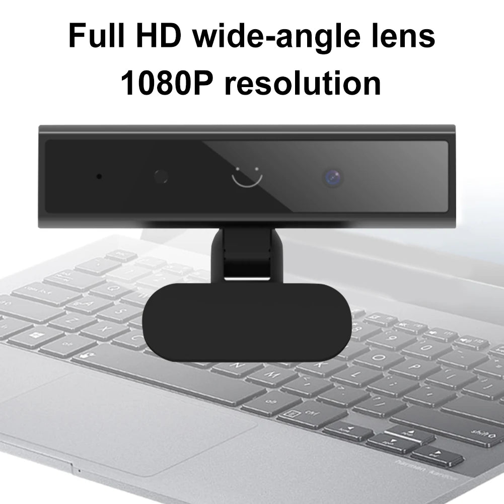 Facial Recognition Webcam with Single Microphone for Windows 10/11 USB Computer Webcam HD 1080P 2MP for Laptop Desktop Computer