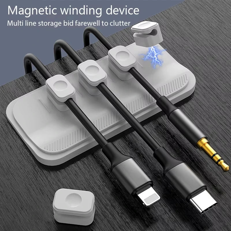 Silicone Magnetic Mouse Wire Organizer Desktop Cable Clips Protector Cord Plug Self-Adhesive DIY Fixed USB Charging Line Holder