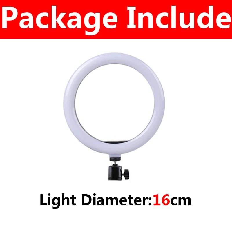 10 inch LED Selfie Ring Light Circle Fill Light Dimmable Round Lamp For TK Video Makeup Photography RingLight Phone Stand Holder