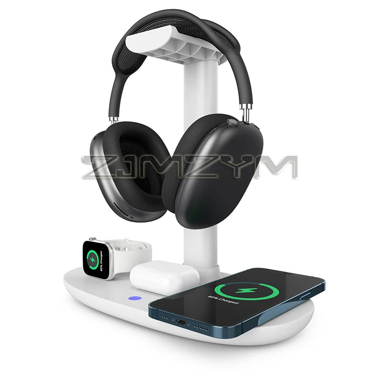 4In1 Headphones Stand For Airpods Max Detachable Headset Holder Hanger Wireless Charger For Phone Watch Bluetooth Headset