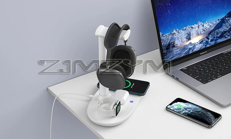 4In1 Headphones Stand For Airpods Max Detachable Headset Holder Hanger Wireless Charger For Phone Watch Bluetooth Headset