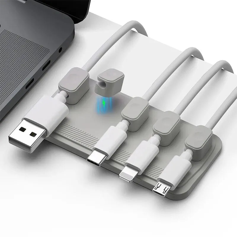 Silicone Magnetic Mouse Wire Organizer Desktop Cable Clips Protector Cord Plug Self-Adhesive DIY Fixed USB Charging Line Holder