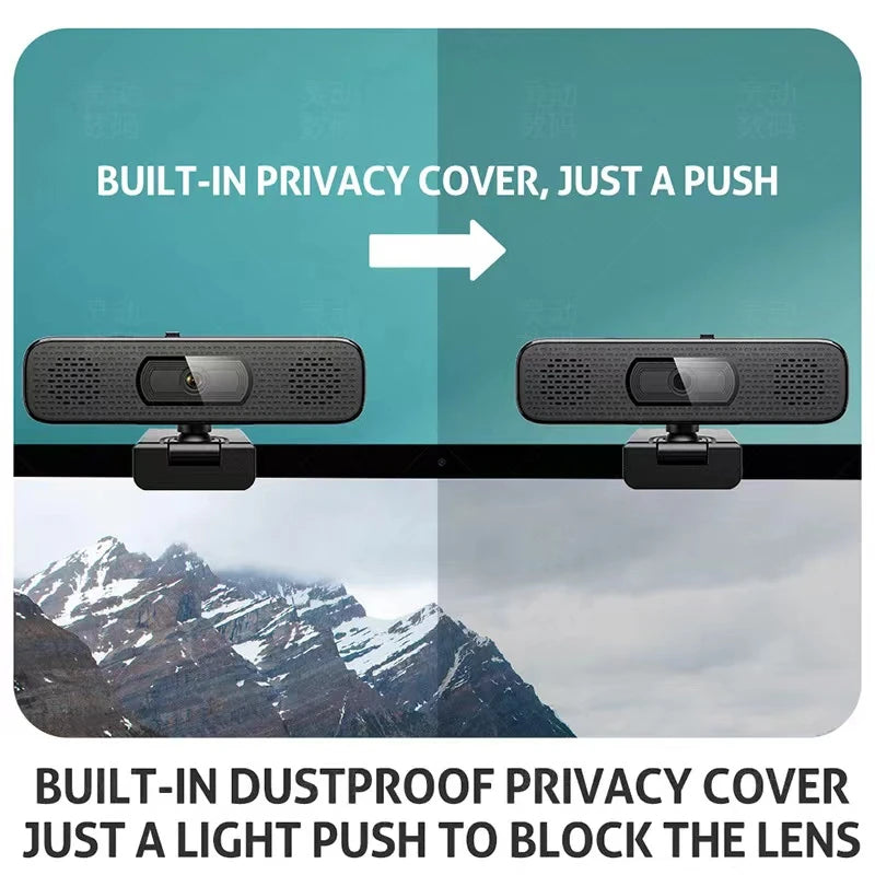 4K 8MP Ultra HD Webcam Sensor Computer Laptop 1080P Web Cameras Built-in Mic & Speaker for Online Classe Meeting Live Stream