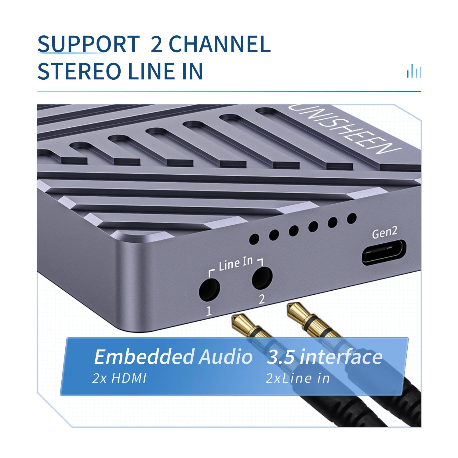 UNISHEEN UHD 4K DUAL HDMI Game Streaming Equipment Live Broadcast 2160p OBS vMix USB3.1 Thunderbolt VIDEO CAPTURE Card Box