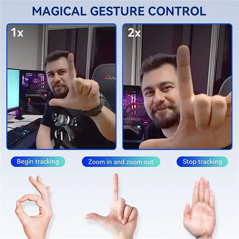 2K Webcam With Intelligent Sensor AI Auto Tracking Gesture Control Zoom Computer Camera For Youtube Gaming Conference