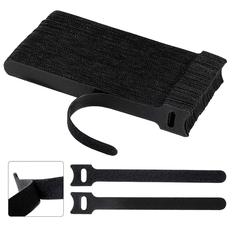 10-100pcs Releasable Cable Organizer Ties Mouse Earphones Wire Management Nylon Cable Ties Reusable Loop Hoop Tape Straps Tie