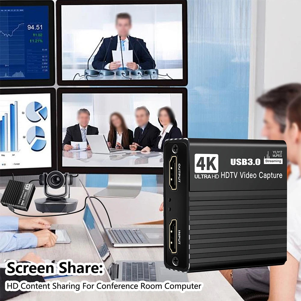 USB 3.0 Video Capture Card 1080P 60FPS Video/Audio Capture Device Live Recorder Grabber Capturer for Streaming Game Recording