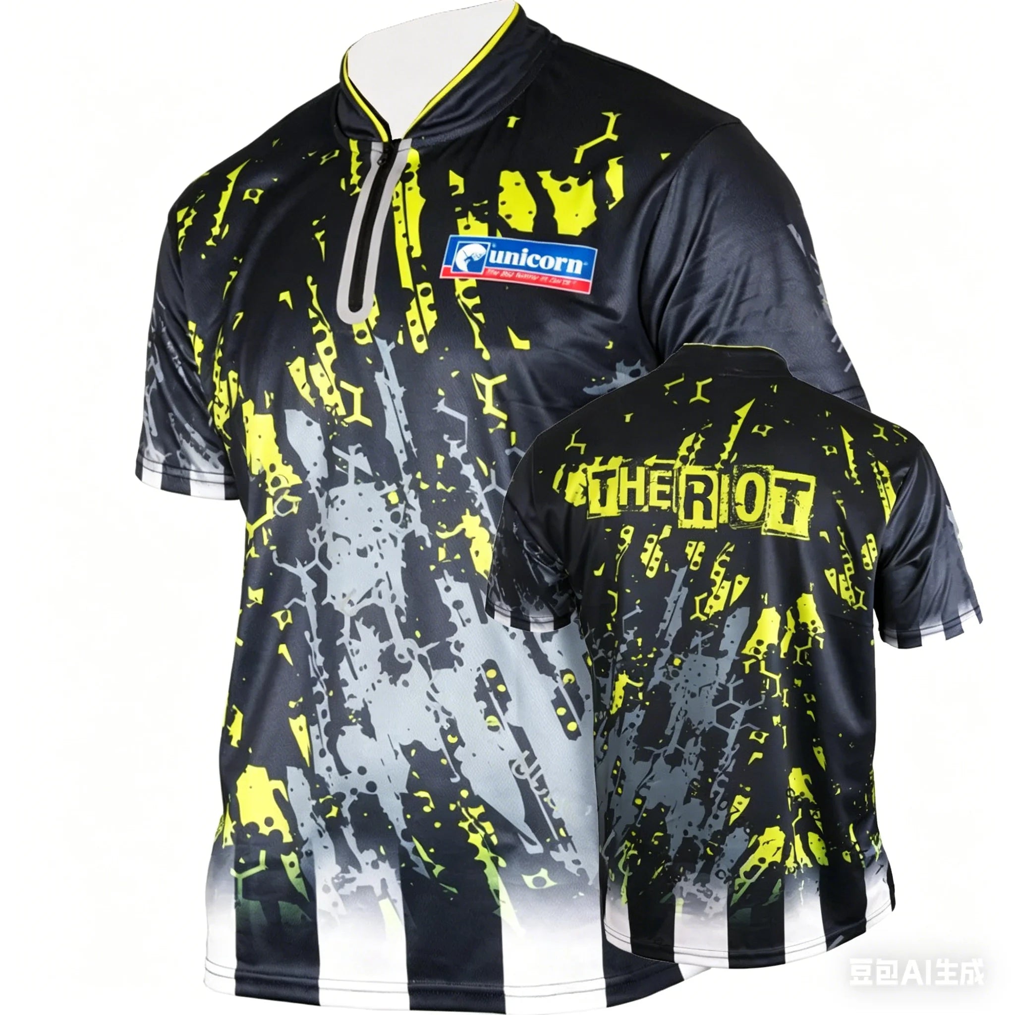 Mens Breathable Short Sleeve Darts Polo Shirt 14 Zip Neck Sports Jersey Casual Athletic Top for Darts Competition Training