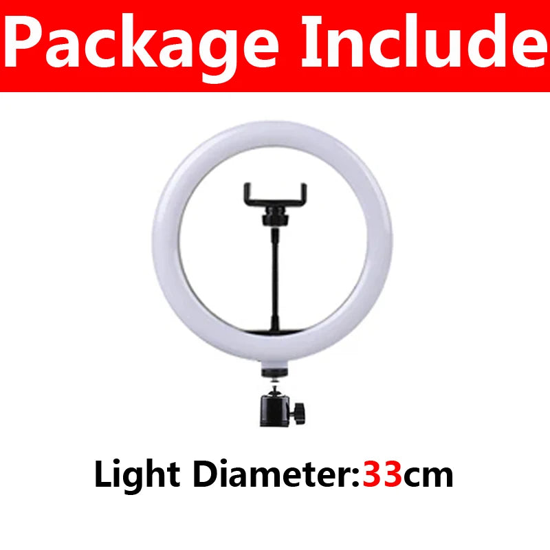 10 inch LED Selfie Ring Light Circle Fill Light Dimmable Round Lamp For TK Video Makeup Photography RingLight Phone Stand Holder