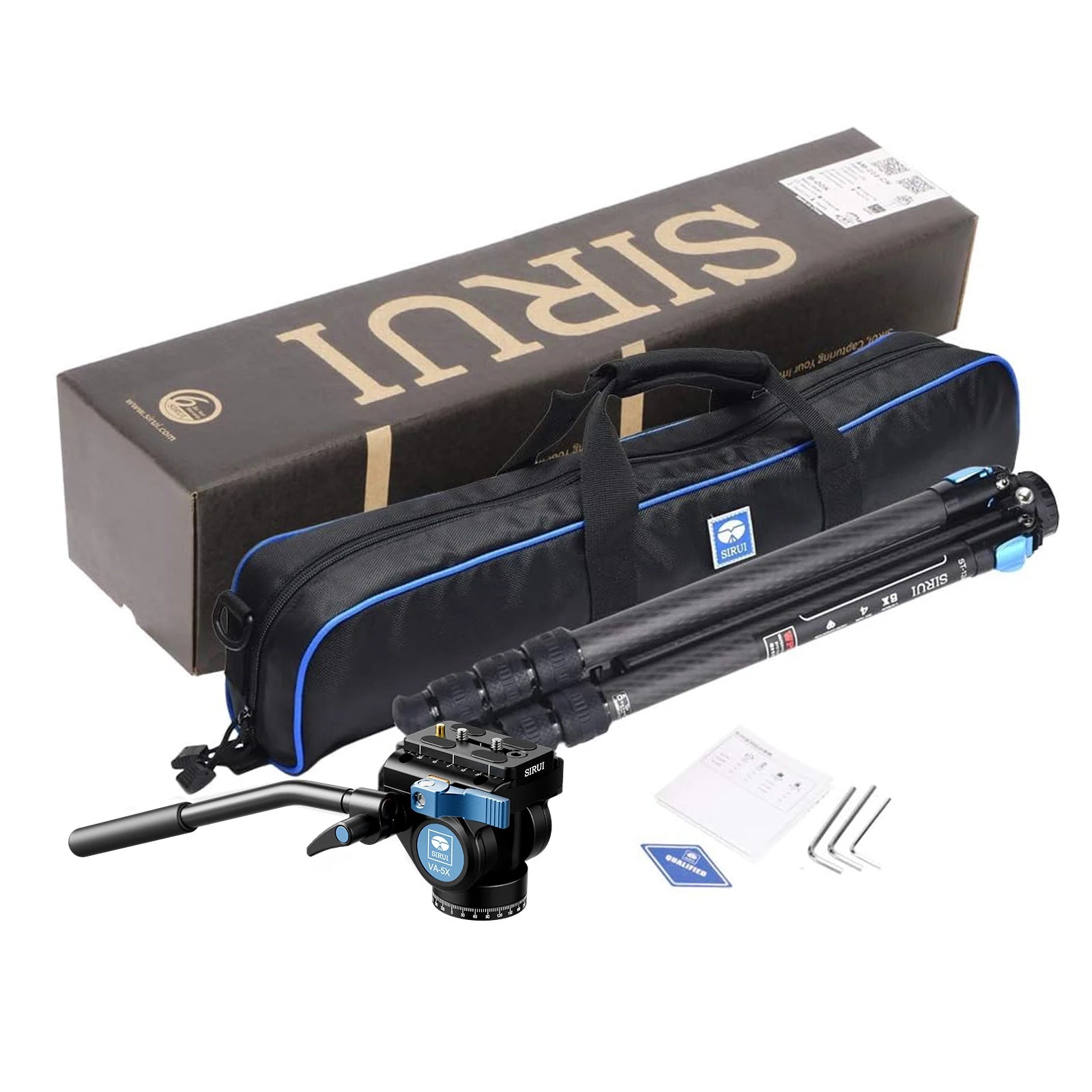 SIRUI ST-124 Carbon Fiber Video Tripod With VA-5X Fluid Video Head For Canon Sony DSLRs Video Camera Professional Tripod