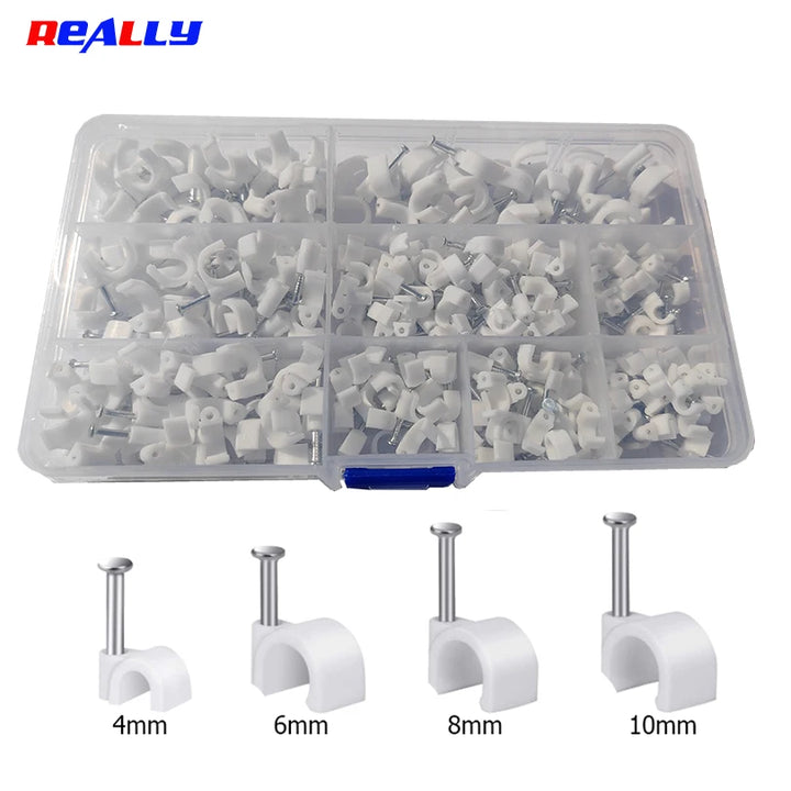400Pcs 280Pcs Round Cable Wire Clips  Cable Management RG6 CAT6 RJ45 Electrical Wire Cord Tie Holder Circle 4mm 6mm 8mm 10mm