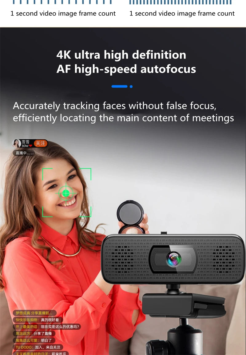 4K 8MP Ultra HD Webcam Sensor Computer Laptop 1080P Web Cameras Built-in Mic & Speaker for Online Classe Meeting Live Stream