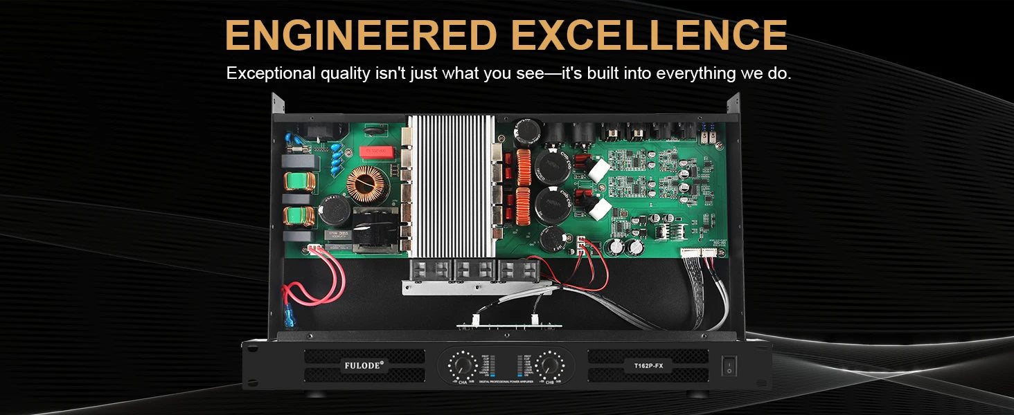 FULUODE T162P-FX Professional dual-channel power amplifier 1U 2 x 1500W 4-ohm audio amplifier with XLR stereo bridged, parallel