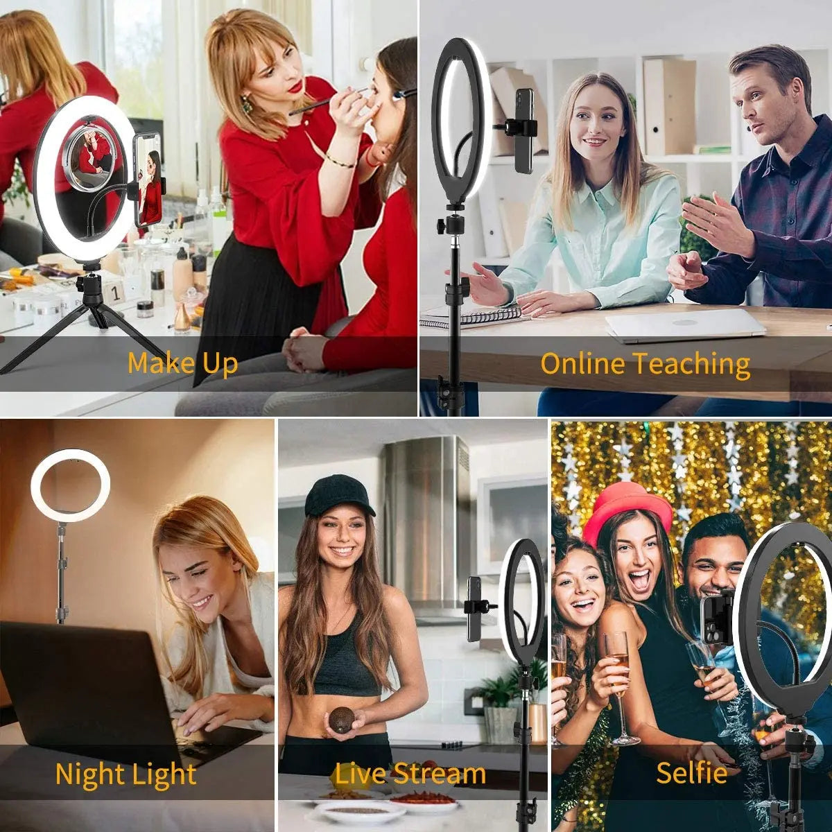Video Light 16/26/33cm Selfie Ring LED Light Dimmable Round Ring Fill Lamp For Phone Live Video Streaming Studio LED Fill Light