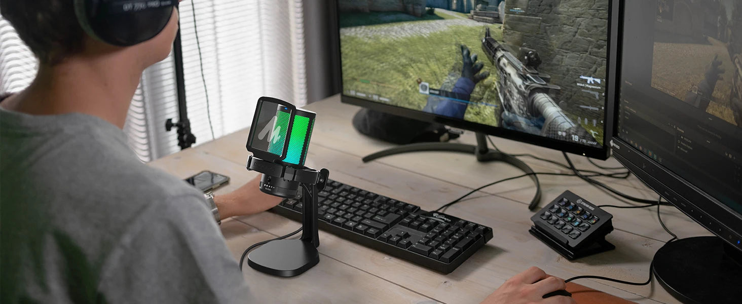 MAONO DGM20 Gaming Microphone,USB Microphone Condenser Mic RGB Gaming Mic with Noise reduction software,Mic Gain,One Key Mute