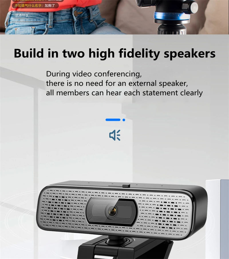 4K 8MP Ultra HD Webcam Sensor Computer Laptop 1080P Web Cameras Built-in Mic & Speaker for Online Classe Meeting Live Stream