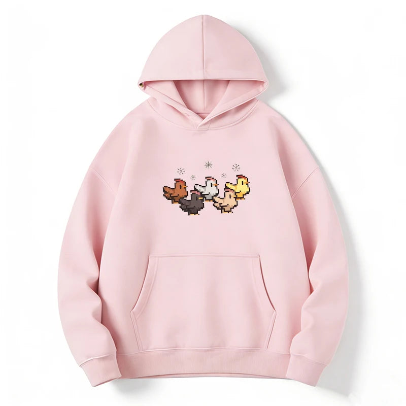 Christmas Chicken Stardew Valley Sweatshirt Pixel Art Gaming Gift Funny Stardew Hoodie Player Christmas Jumper Funny Sweatshirt