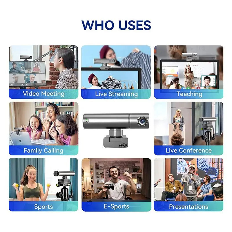 2K Webcam With Intelligent Sensor AI Auto Tracking Gesture Control Zoom Computer Camera For Youtube Gaming Conference