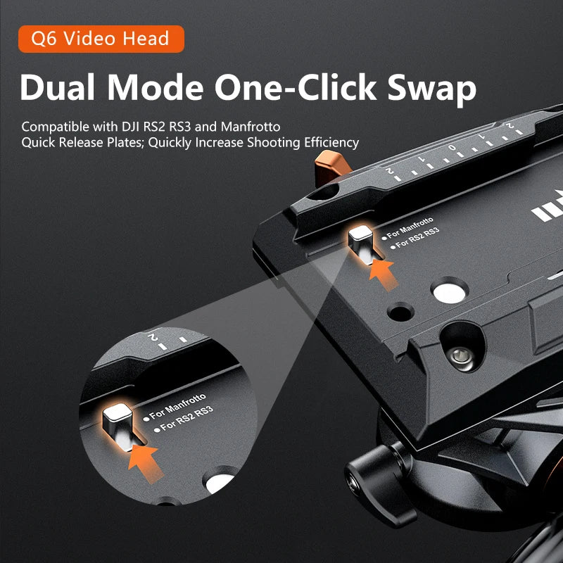 COMAN FF16LS 74" Professional Metal Heavy Duty Camera Tripod Video Tripod With Q6 New Fluid Head Adjustable Damping Fluid Head Dual Mode QR Plate Compatible with DJI RS4 Manfrotto