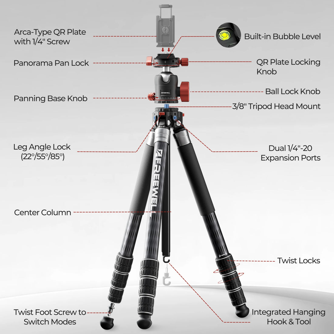 Freewell Portable Multi-Functional Tripod Offers 5-in-1 Modes DSLR Camera Travel Tripod Flexible Vlog Tripod Supports Up To 20kg
