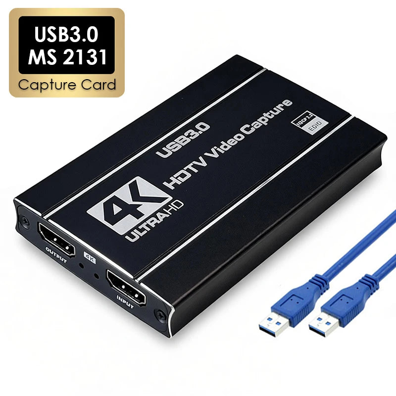 NEW 4K USB 3.0 MS2131 Video Capture Card HDTV 1080@60Hz Video Recorder Grabber For PS4/5 Xbox OBS Game Recording Live Streaming