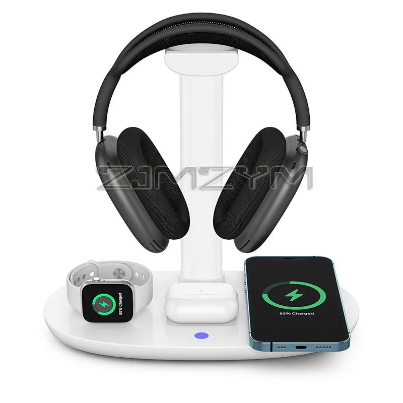 4In1 Headphones Stand For Airpods Max Detachable Headset Holder Hanger Wireless Charger For Phone Watch Bluetooth Headset