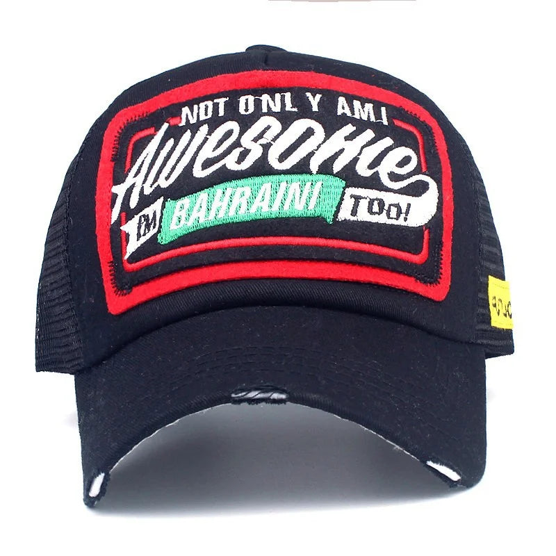 Spring And Summer New Mesh Embroidery Letter Awesome Baseball Cap Women's Baseball Cap Mesh Hat Men's Outdoor Sunscreen Cap