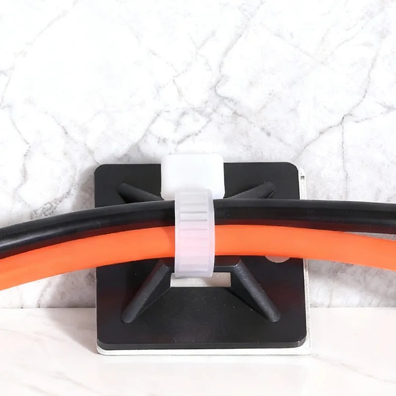 Cable Management Kit Cord Holder Base Optional Nylon Ties Adhesive Wire Fixing Clips Desk Wall TV Multi Use Cord Hider Cable Set