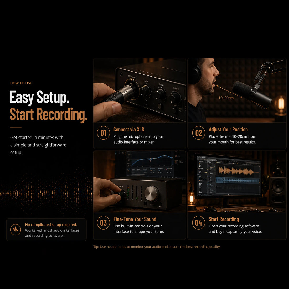 SM7X Professional XLR Dynamic Microphone for Podcast Streaming Vocal Recording Voiceover and Home Studio