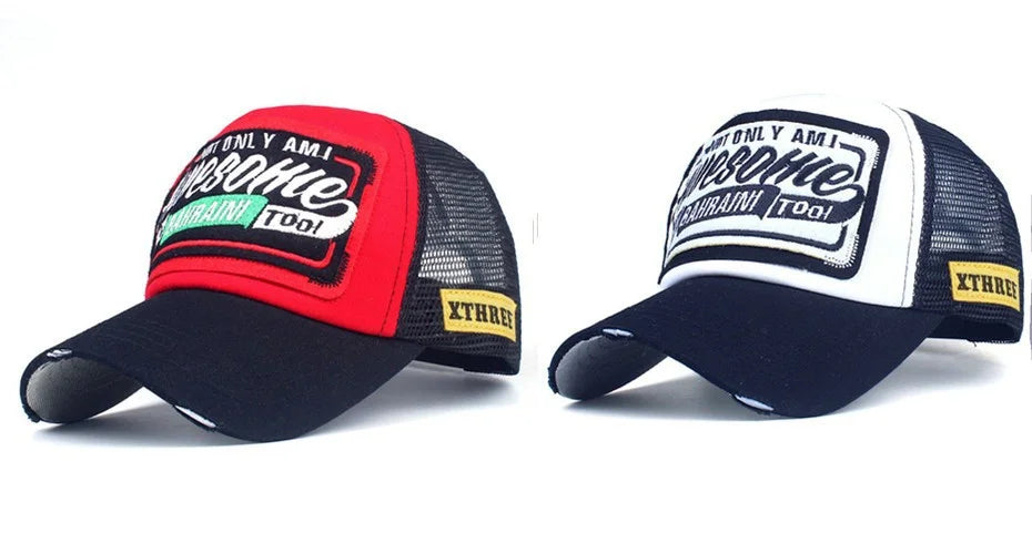 Spring And Summer New Mesh Embroidery Letter Awesome Baseball Cap Women's Baseball Cap Mesh Hat Men's Outdoor Sunscreen Cap