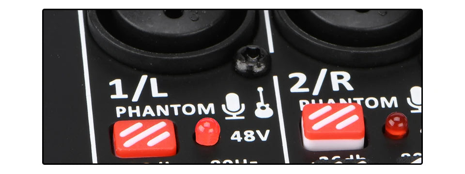 4 Channel Audio Sound Mixer 7 Band EQ 99 DSP Effects 48V Bluetooth Sound Mixing Console PC Playback Recording DJ Party AM-AX4