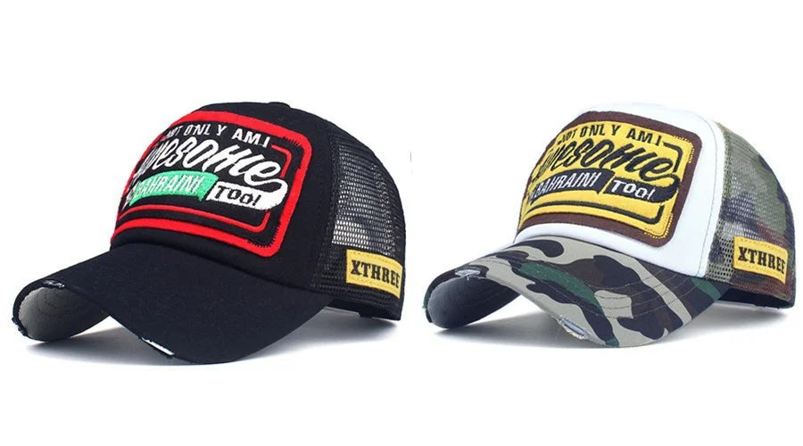 Spring And Summer New Mesh Embroidery Letter Awesome Baseball Cap Women's Baseball Cap Mesh Hat Men's Outdoor Sunscreen Cap