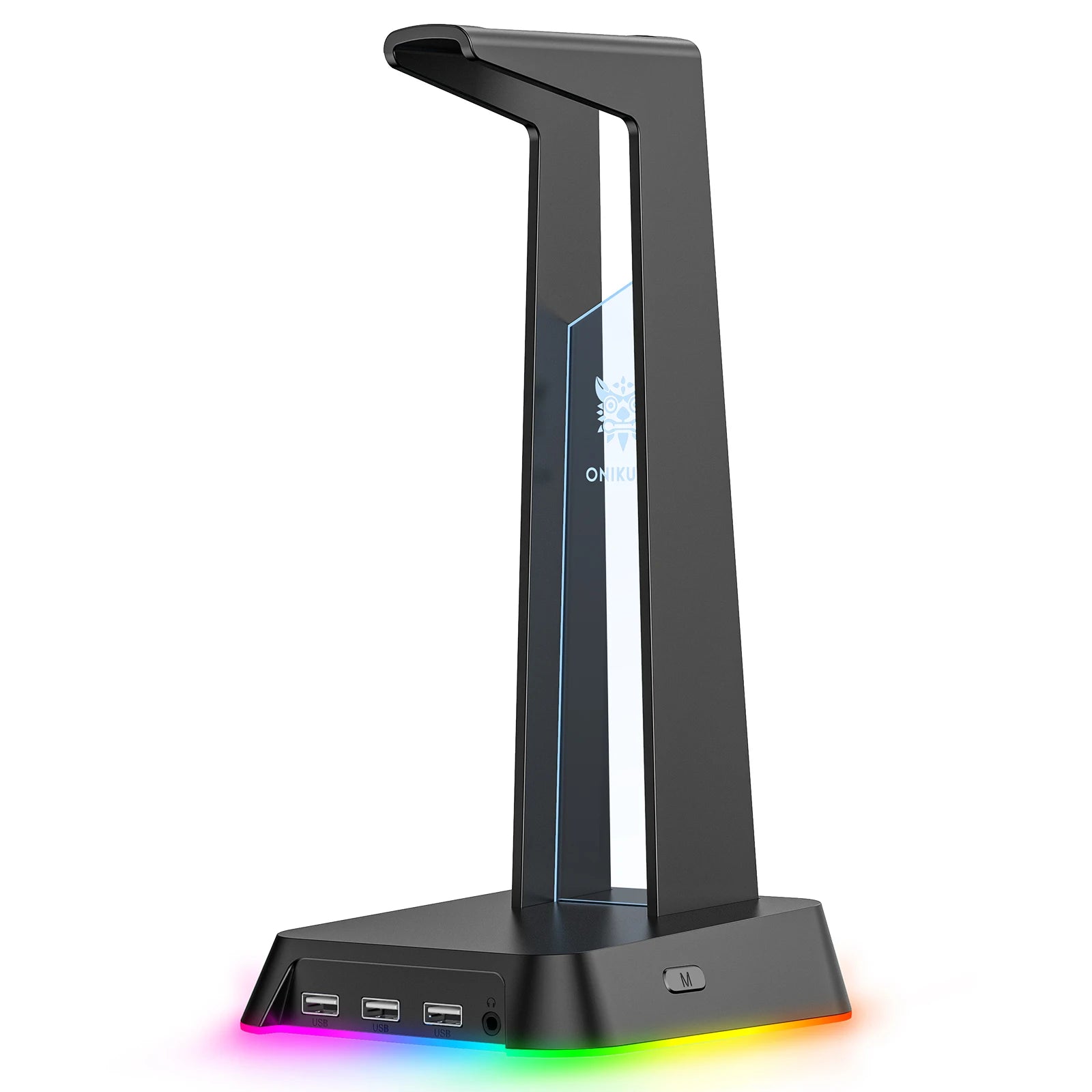 ONIKUMA Headphone Stand With RGB Light Headset Holder With 3*USB Ports & 3.5mm Headphone Jack For PC Gamers