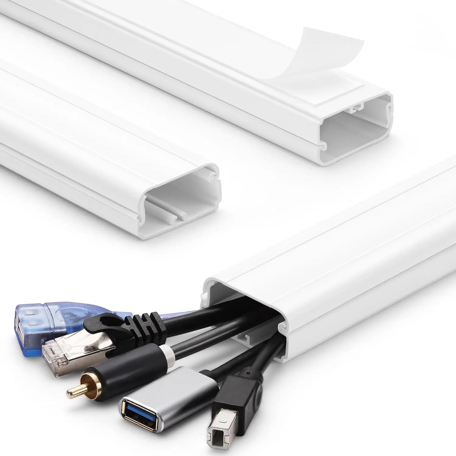39in Cord Hider Kit - 3x13in Cable Cover for Wall Mounted TV, Wire Concealer, 1.5"W x 0.75"H, White