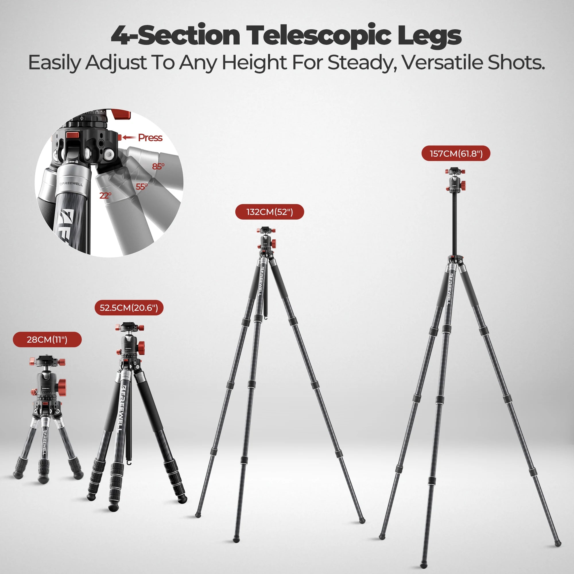 Freewell Portable Multi-Functional Tripod Offers 5-in-1 Modes DSLR Camera Travel Tripod Flexible Vlog Tripod Supports Up To 20kg
