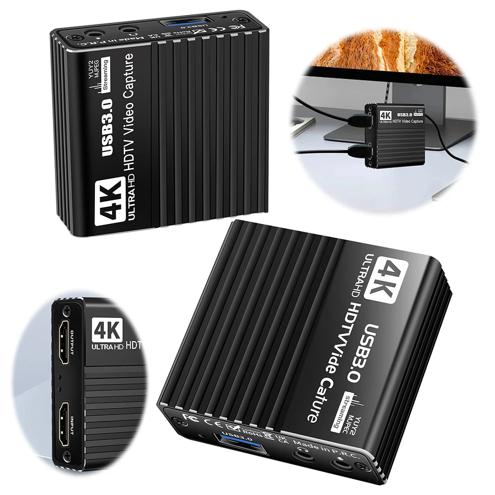 USB 3.0 Video Capture Card 1080P 60FPS Video/Audio Capture Device Live Recorder Grabber Capturer for Streaming Game Recording
