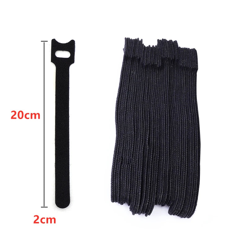 10-100pcs Releasable Cable Organizer Ties Mouse Earphones Wire Management Nylon Cable Ties Reusable Loop Hoop Tape Straps Tie