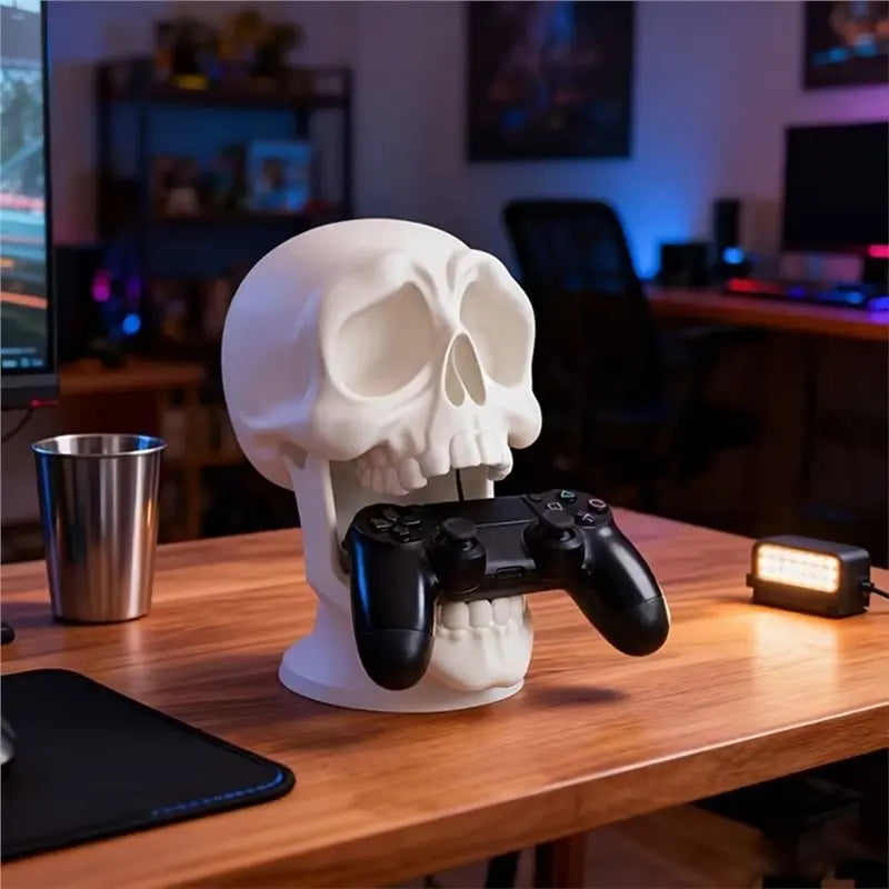 FULL-Gaming Controller Stand Desktop Accessories Skull Design Headphone And Controller Storage Stand