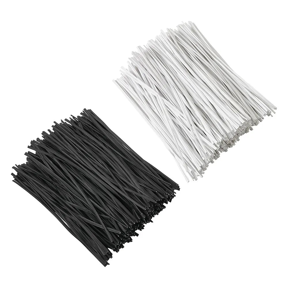 100Pcs Plastic Coated Iron Wire Twist Ties Cable Wrap Organizer Tie Gardening Plant Climbing Vines Fastener Reusable Black/White