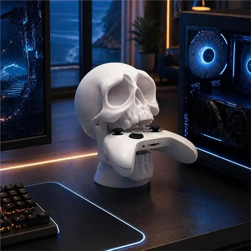 FULL-Gaming Controller Stand Desktop Accessories Skull Design Headphone And Controller Storage Stand