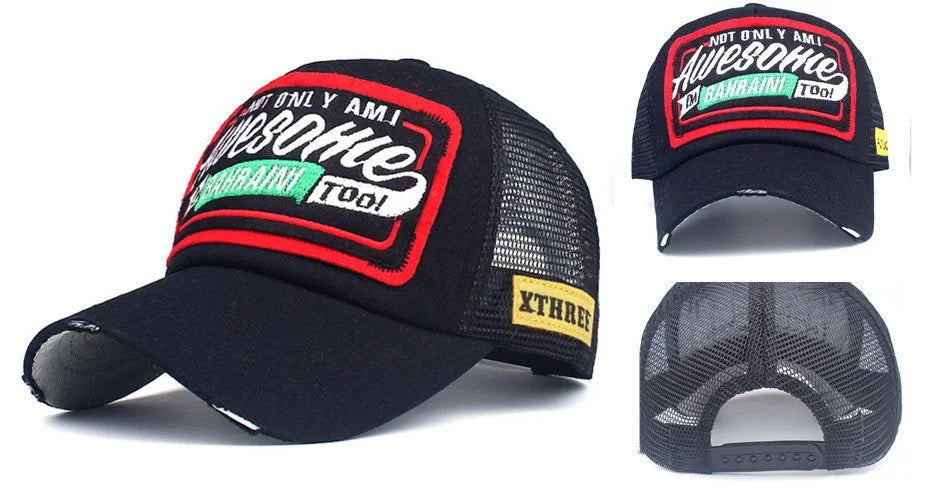 Spring And Summer New Mesh Embroidery Letter Awesome Baseball Cap Women's Baseball Cap Mesh Hat Men's Outdoor Sunscreen Cap