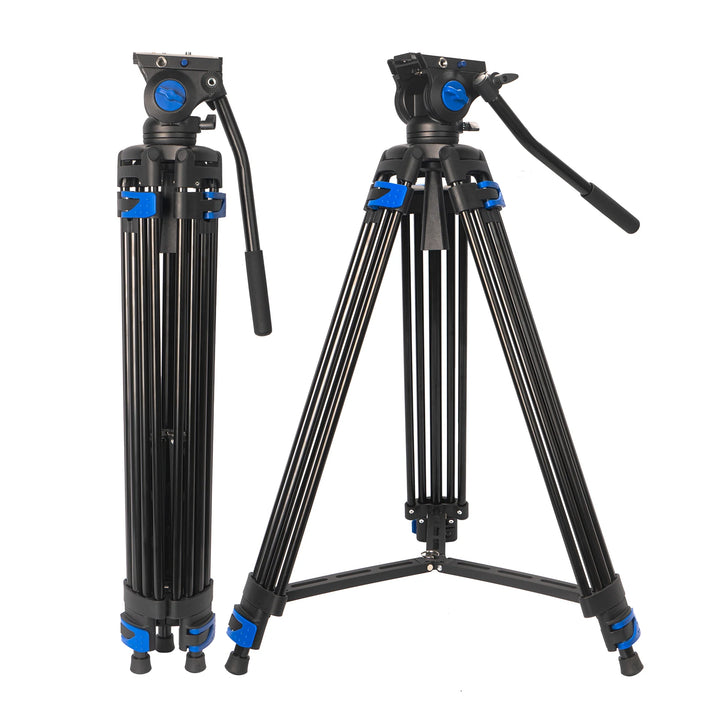 Besnfoto 74" Heavy Duty Aluminum Photography Video Tripod with Fluid Head & Quick Release for DSLR Cameras Camcorders